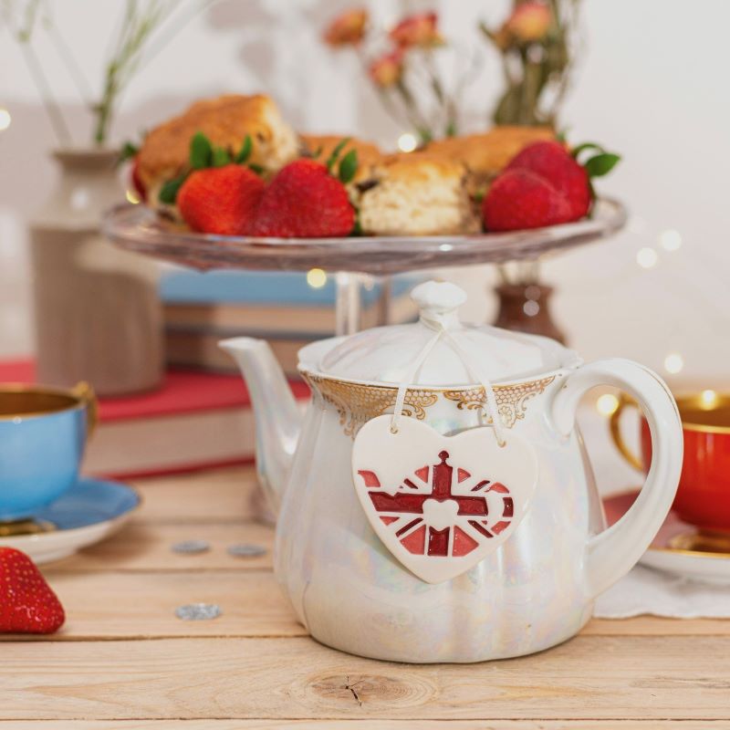 Pink Union Jack Teapot Hand made Ceramic and Porcelain Gifts